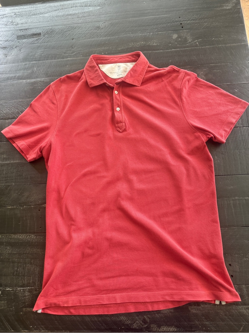 Brunello Cucinelli Red/Melon Short-Sleeve Polo in EUC condition